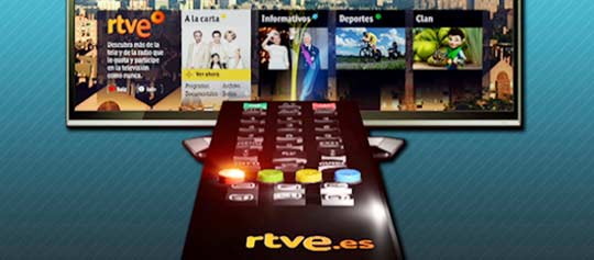 Imagen promocional de la campaña “Botón rojo” con la que Televisión Española (TVE) dio a conocer su aplicación de Televisión Híbrida para televisores compatibles.