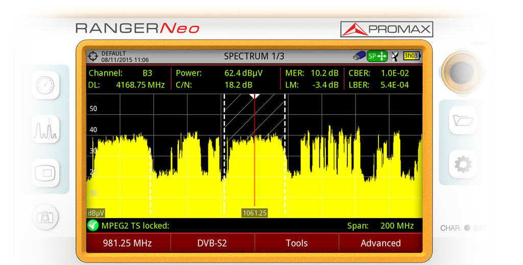 DVB-S2 Signal mit ACM (Adaptive Coding and Modulation) Schema abgestimmt 