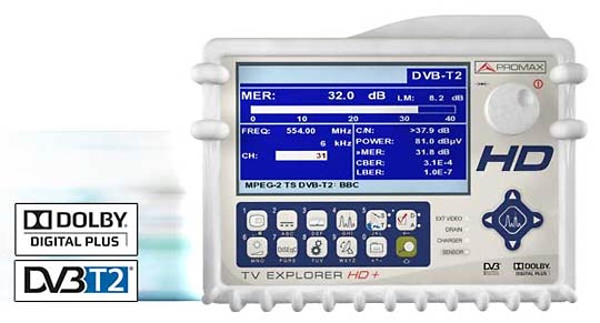 Antennenmessgeräte modell TV EXPLORER HD+ mit Dolby Digital Plus und DVB-T2