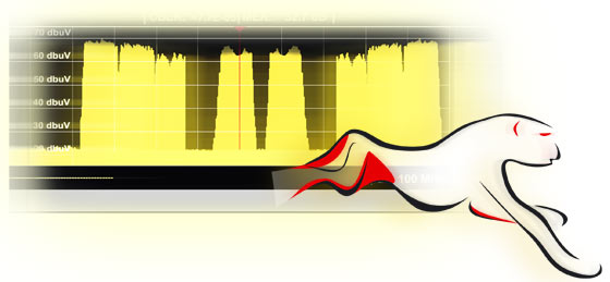 HD RANGER UltraLite field strength meter: Ultra fast spectrum analyser (90 ms sweep time in all SPANs)