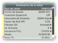 Parámetros de señal DVB-S2