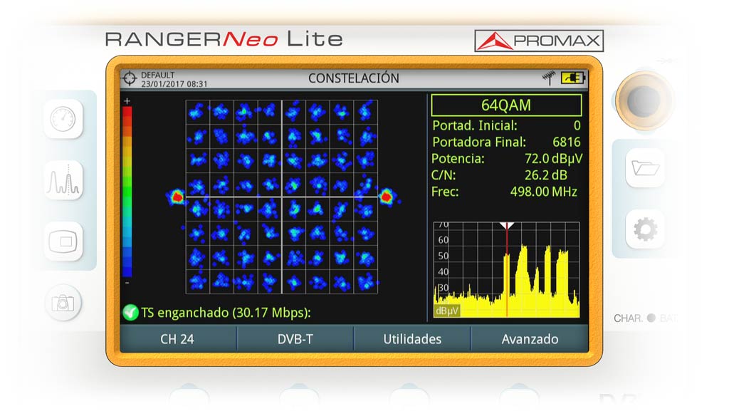 Diagrama de constelación DVB-T en el medidor de campo RANGER Neo Lite