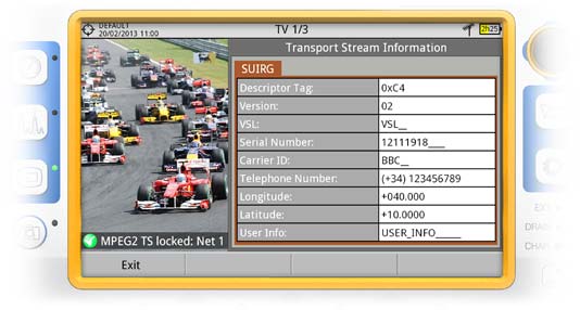 Información proporcionada por el descriptor IRG visualizada en un medidor de campo RANGER Neo +