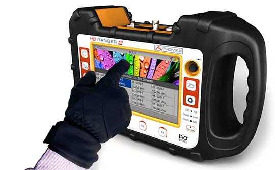The touch screen of the field strength meter model RANGER Neo can be used wearing gloves
