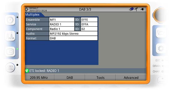 DAB signal analysis in a field strength meter model RANGER Neo +