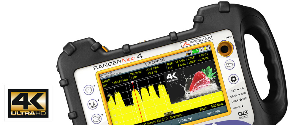 Medidor de campo RANGER Neo descodificando un servicio 4K