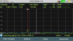 Umrissdarstellung des Spektrums mit erkennbaren BEACON Signalen