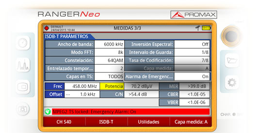 Con un medidor de campo RANGER Neo se puede comprobar la correcta recepción de una señal de emergencia EWBS