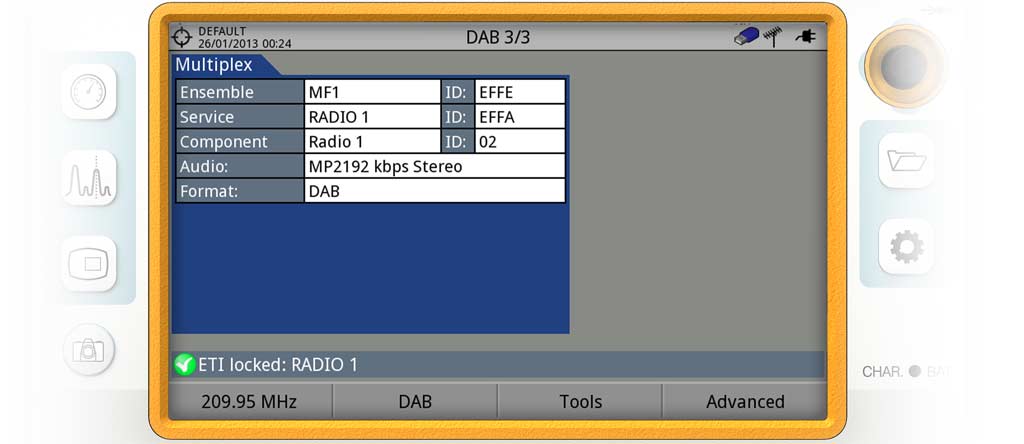 DAB signal analysis in a field strength meter model RANGER Neo