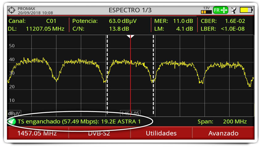 El RANGER Neo indicará el satélite y/o la posición orbital en la que se encuentra en cuestión de segundos