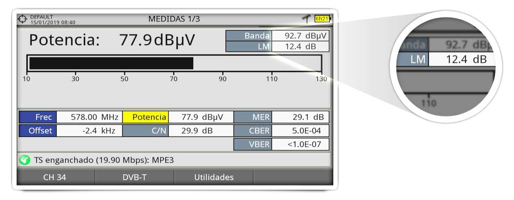 Medida del Link Margin en un canal de televisión digital terrestre