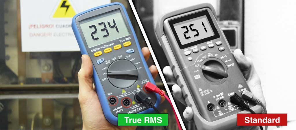 La diferencia entre la medida con un multímetro estándar y un True RMS