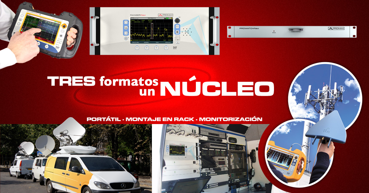 Tres formatos, un núcleo: Portátil, Montaje en rack, Monitorización de señal