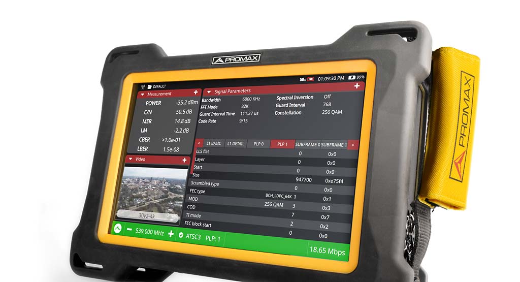 Descodificación del PLP número 1 de una señal ATSC3 en un medidor de campo broadcast ATLAS NG