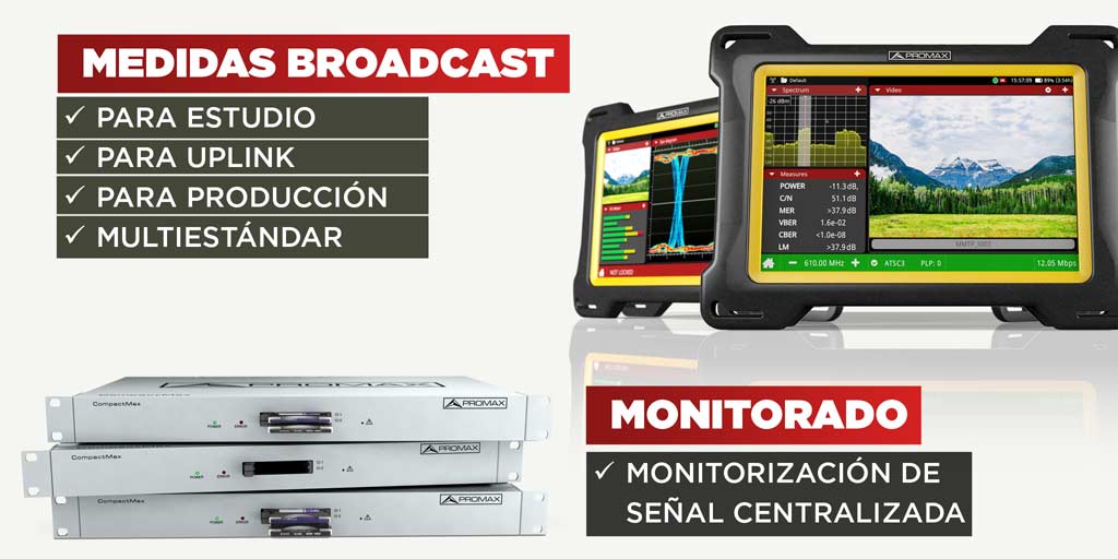 Los equipos de medida y monitorado broadcast multiestándar de PROMAX pueden ser utilizados en estudio y en campo