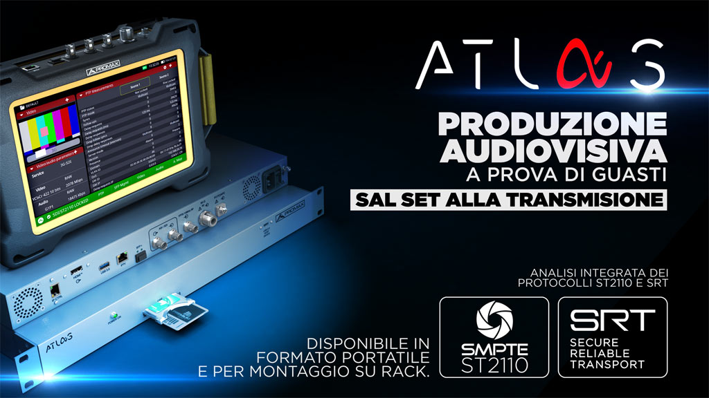 L'ATLAS NG è la soluzione universale di PROMAX per analizzare i segnali broadcast, con supporto per i protocolli ST2110