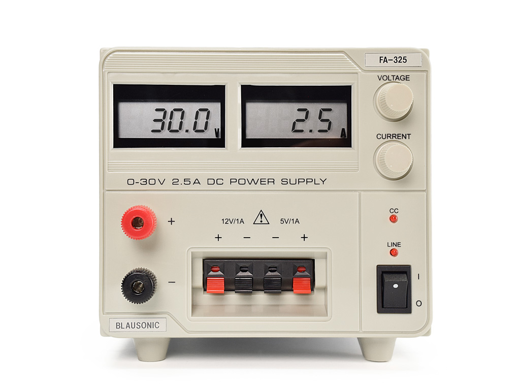 FA-325: Fuente de laboratorio 30V,2.5 A (auxiliar 12V,5V)