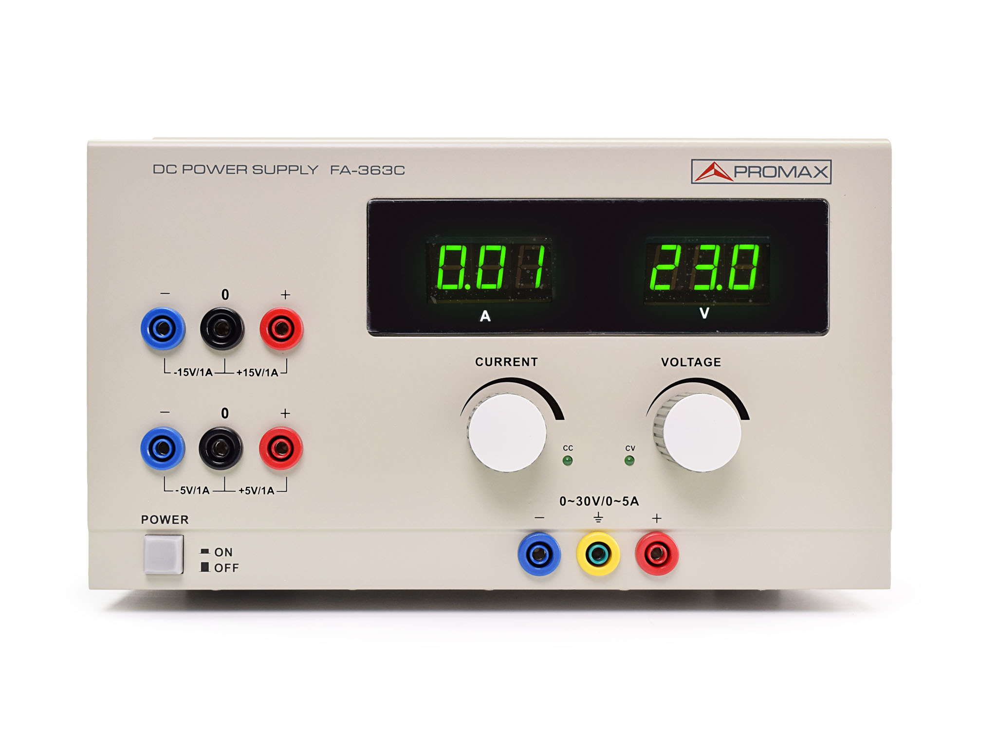 FA-363C: Fuente de laboratorio 30V,5A (auxiliar +15V,-15V,+5V,-5V)