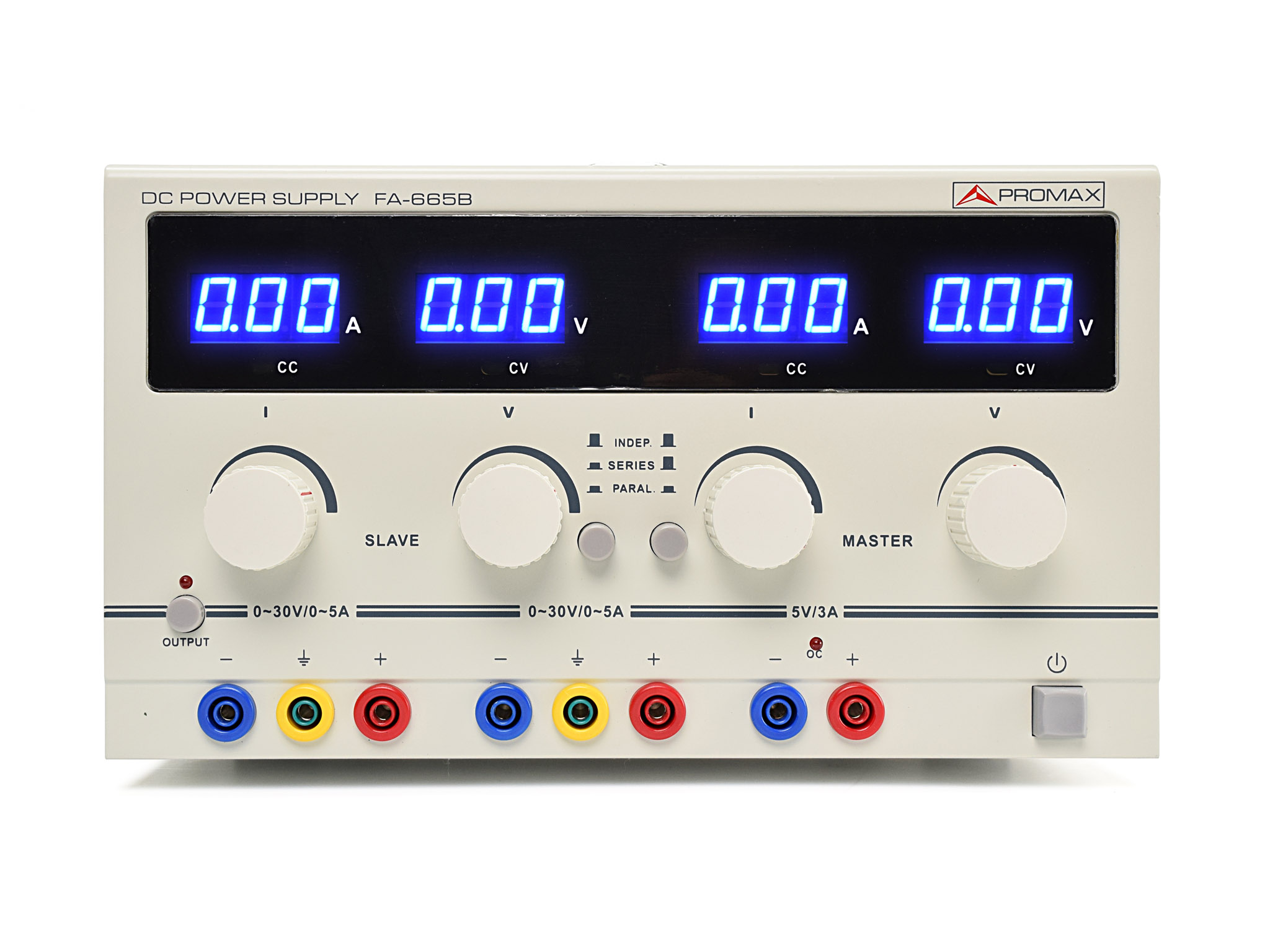 FA-665B: Fuente de laboratorio doble 2x30V,5A (auxiliar 5V,3A)