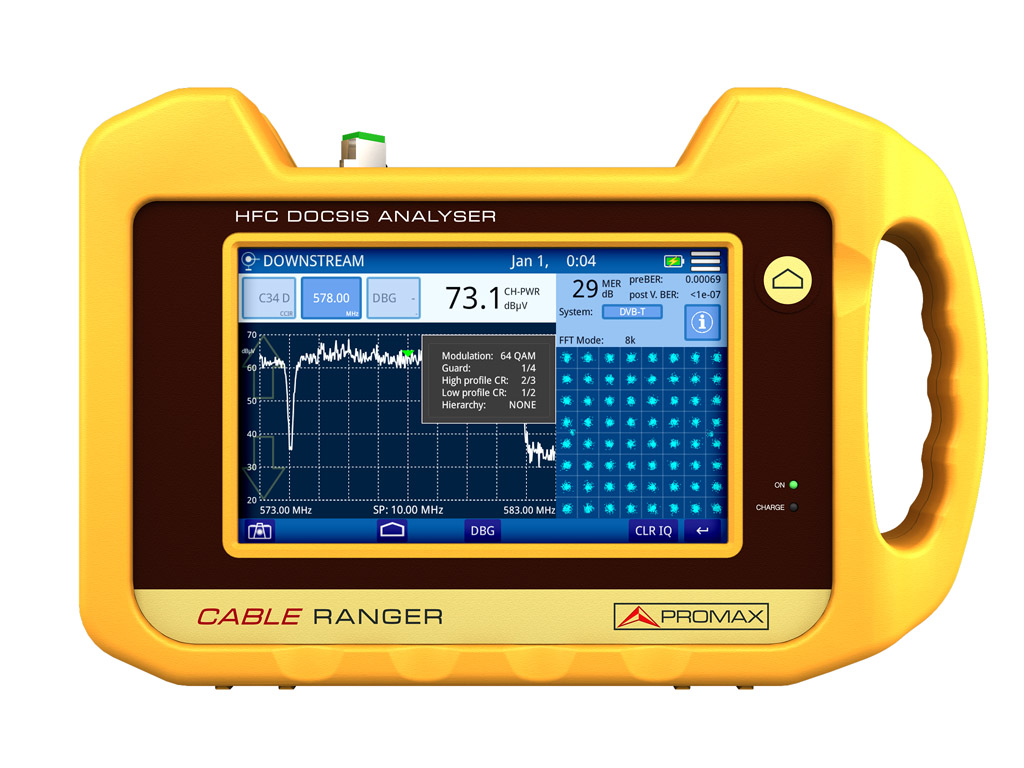 CABLE RANGER: Analizador híbrido DOCSIS y HFC con pantalla táctil