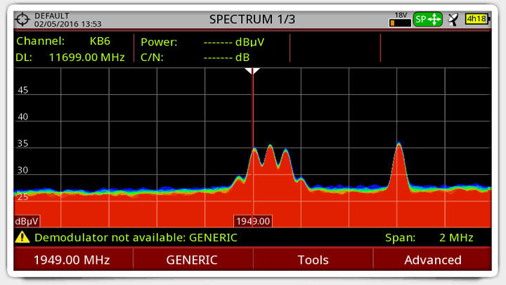 Analizzatore di spettri con display per SNG
