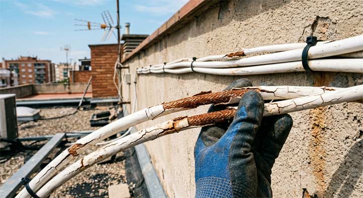 Los cables quemados por rayos UVA